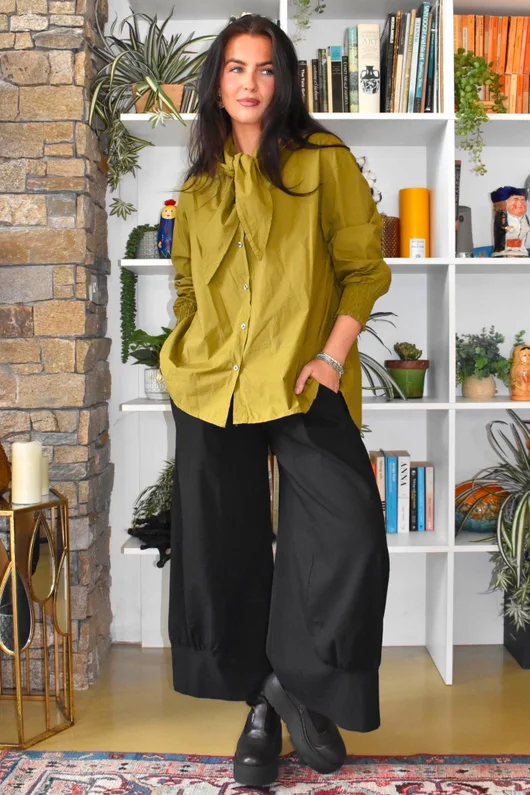 Paloma Tela Neckerchief Blouse Mucky Olive